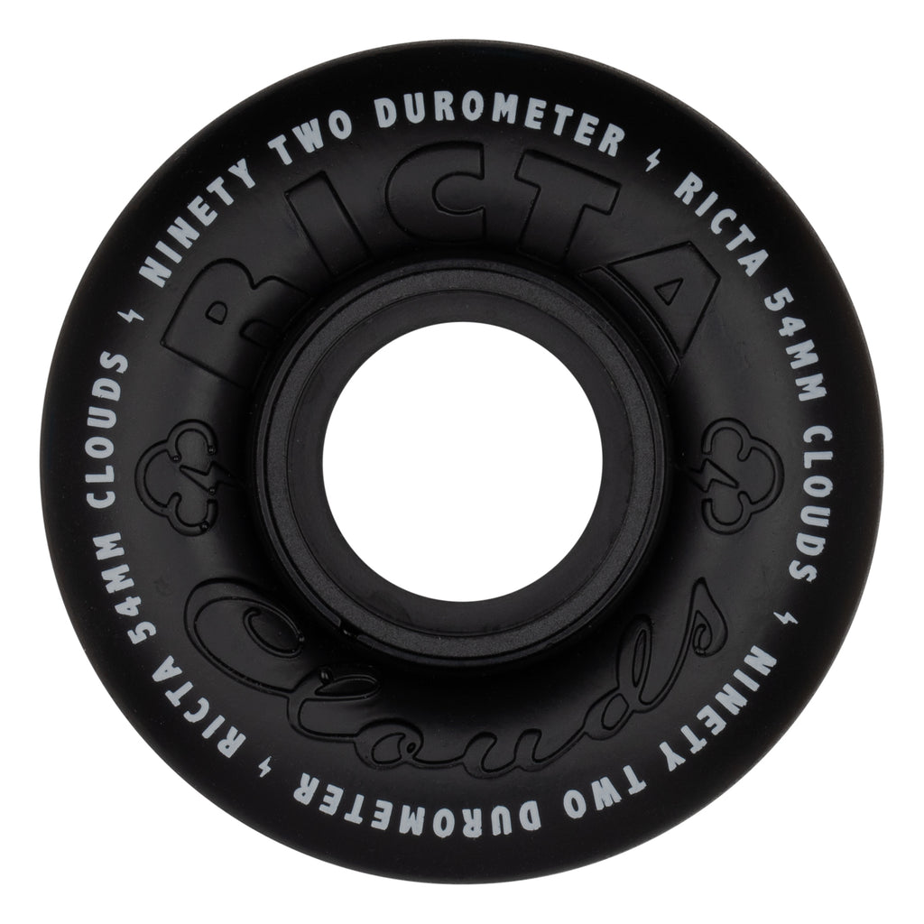 Ricta雲ホワイト/ブラック54 mm 92 a Skateboard Wheels ( Set of 4 ) 52mm Clouds Black 92a Ricta Skateboard Wheels