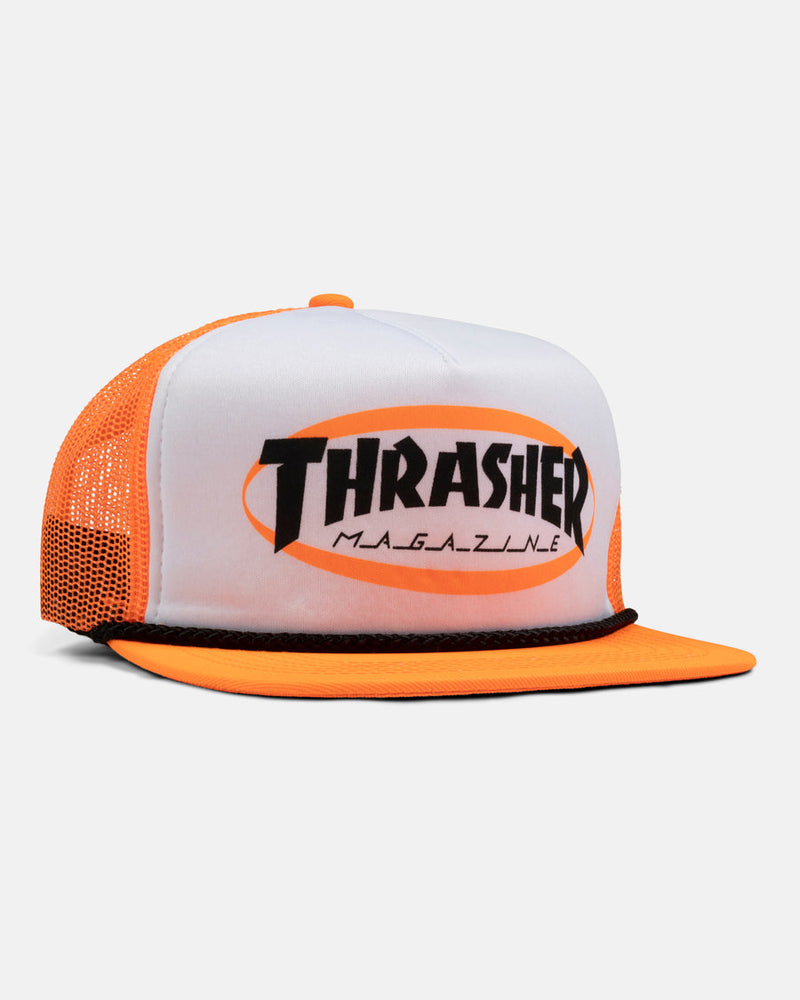 THRASHER ELLIPSE MAG LOGO TRUCKER ROPE HAT