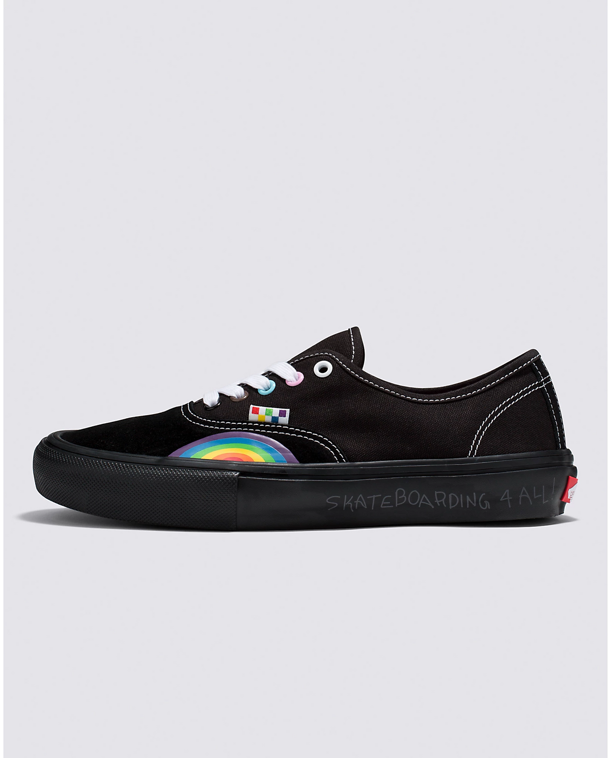 Vans off the Wall Rainbow Black with bright Stripes Casual Shoes skate 6.5 Men Vans Skate Authentic Shoes - black, multicolor (pride black  main image 2