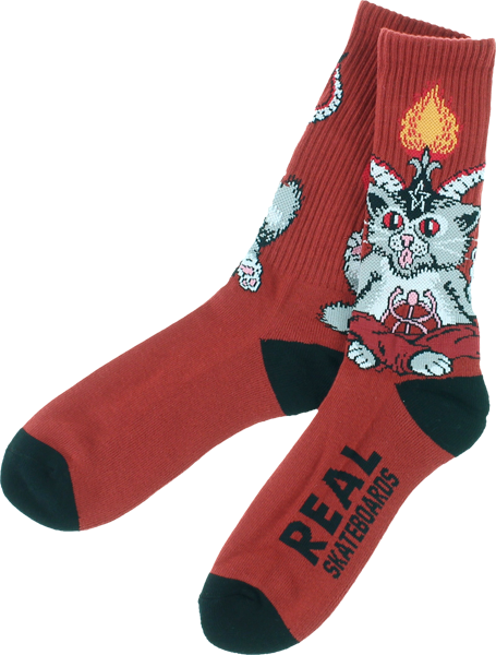 Real Kitten Lord Crew Socks Red/Blk 1Pair