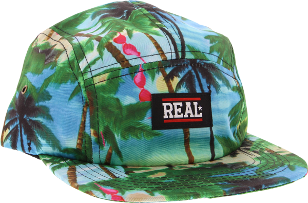 Real Floral 5Panel Camper Hat Adj-Grn/Blu