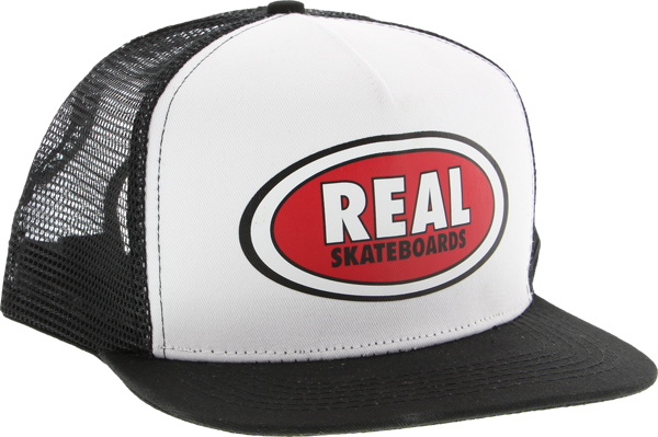 Real Oval Patch Mesh Hat Adj-Wht/Blk