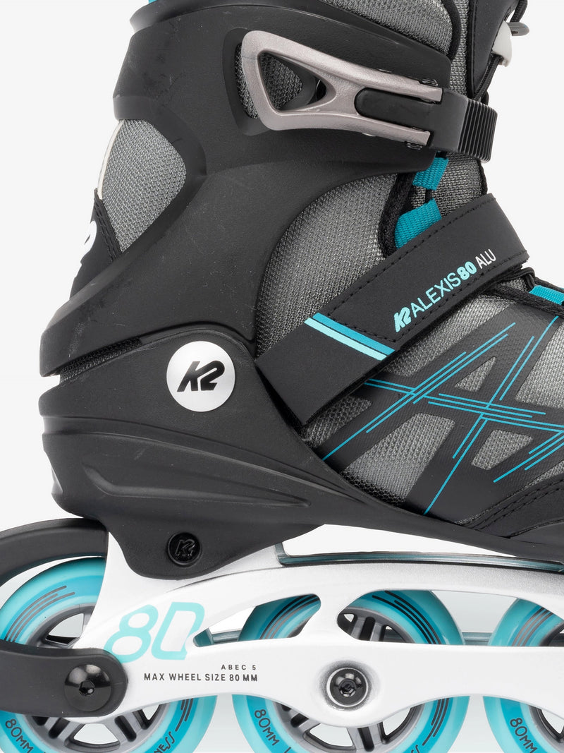 K2 ALEXIS 80 ALU INLINE SKATES 2022-GREY/CYAN
